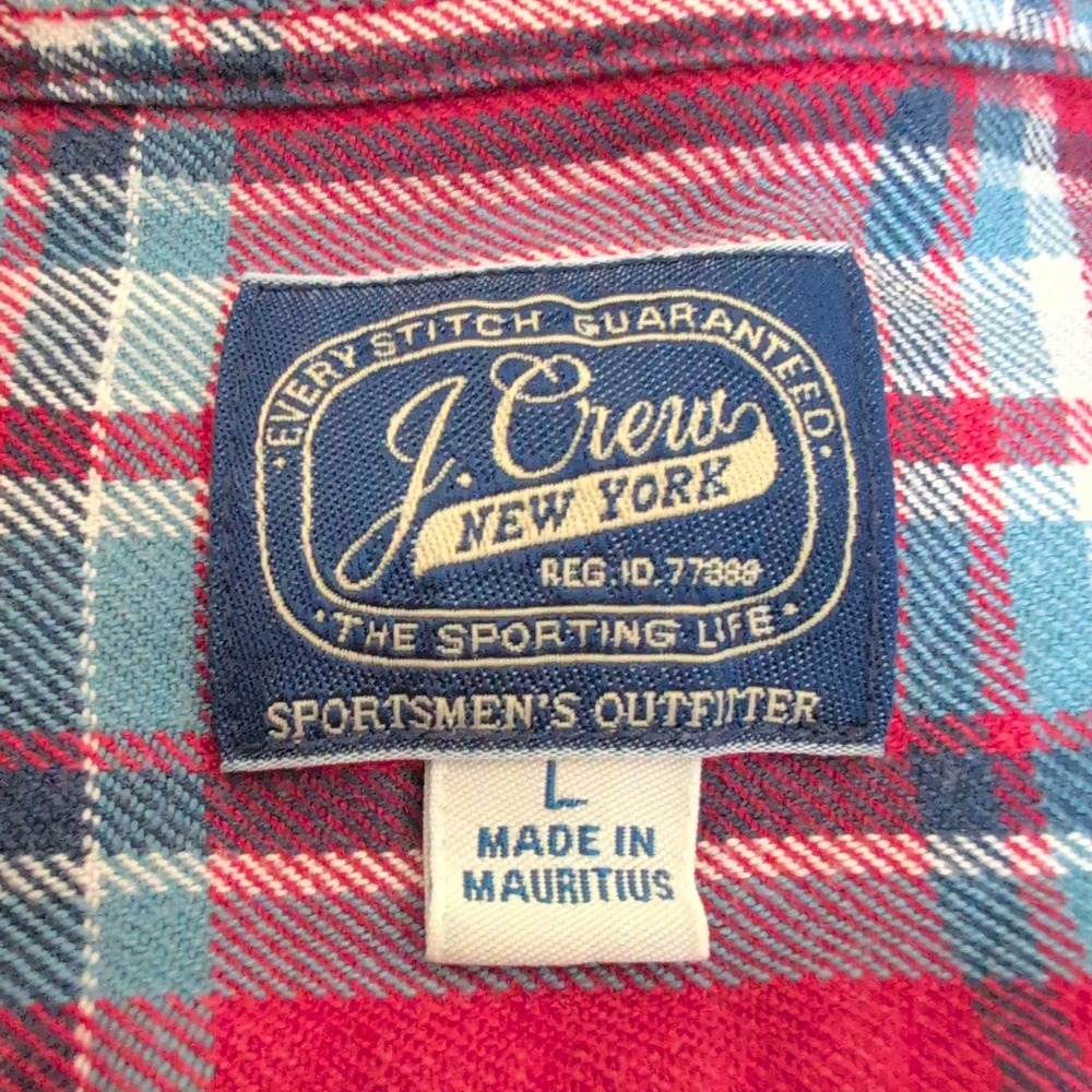 J.Crew Sporting Life New York Mens Red Blue Plaid Flannel Button Up Shirt Large - Picture 3 of 9